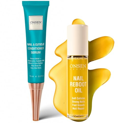Onsen Secret Nail Reboot Duo – Natürliche Pflege für Nägel & Nagelhaut mit Creme (15 ml) & Öl (10 ml) – Repariert, stärkt & verschönert sichtbar beschädigte Nägel