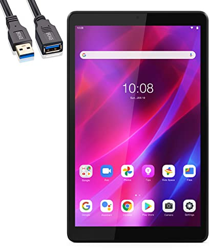 Lenovo Tablette Tab M8 (3e génération) 8, WiFi, 32 Go de stockage, 3 Go de mémoire LPDDR4x, écran tactile brillant IPS 350 nits, processeur Octa-Core MediaTek P22T, Android 11, gris fer, câble