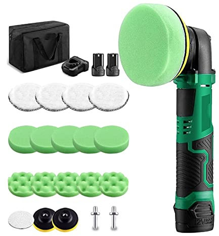 QAIXAG Mini lucidatrice a Batteria Lucidatrice for Auto 3000 Giri/min 12V Auto elettriche Lucidatrice velocità di Regolazione Strumento di Dettaglio Automatico (Color : 2 x Battery Set, Size : 1 s