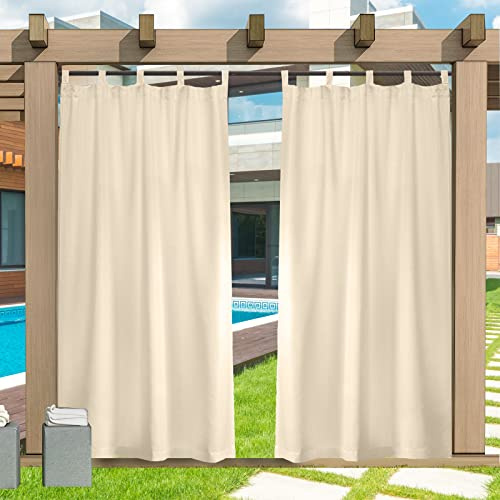 Outdoor Vorhänge, 1 Stück Outdoor Vorhang mit Abnehmbaren Schlaufen Einfachen Aufhängen Und Abwickeln, 24 Farben Outdoor Vorhang Wasserdicht Wetterfest Blickdicht für Veranda, Pergola, B177xH213CM