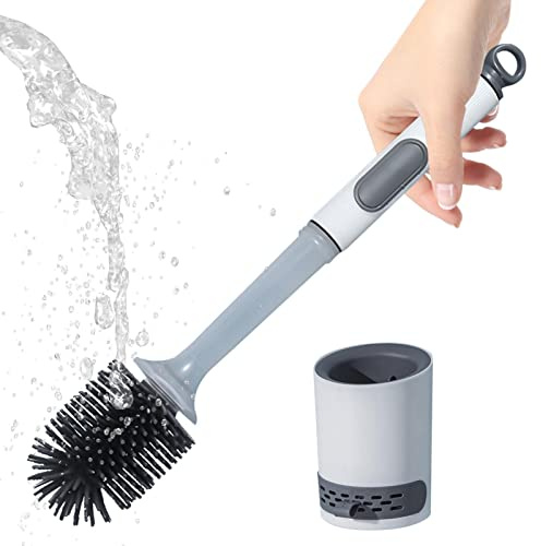 boiler Nachfüllbarer WC-Bürstenreiniger,Toilettenbürste aus Silikon mit Seifenspender - Haushalts-Wandhalterung Nachfüll-Toilettenbürste Reinigungsset Lüftungsschlitze Basis