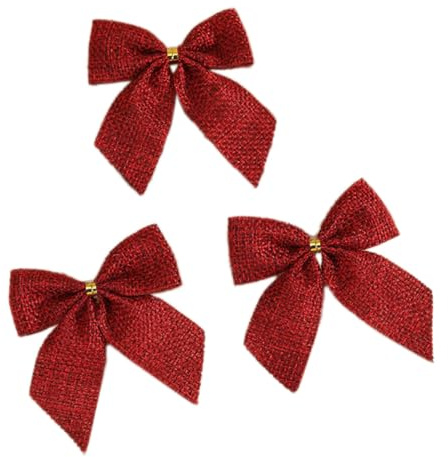 Wambere 20 Stück Schleifen Weihnachtsbaum,Weihnachtsschleife Dekoschleife Glöckchen Weihnachtsbaumschmuck Zierschleifen Dekoration für Christbaumschmuck Hochzeit Geburtstag Weihnachten,Rot