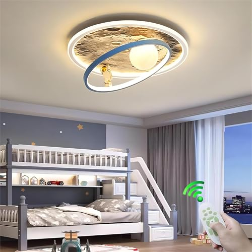 RuiRfh Deckenlampe LED Kinderzimmerlampe dimmbar Schlafzimmer blaue Deckenleuchte kreativ und schick mit Fernbedienung moderner Augenschutz Beleuchtung Cartoon-Stil Glaslampenschirm Wohnzimmer Bibliot
