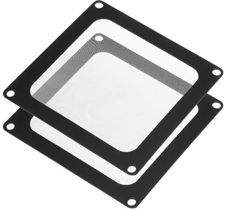 sourcing map 2PCS PC Dust Filter, 90x90mm Magnetic Frame Nylon Computer Case Cooler Dustproof Mesh Cover Fan Grills for Computer Chassis Speakers, Black