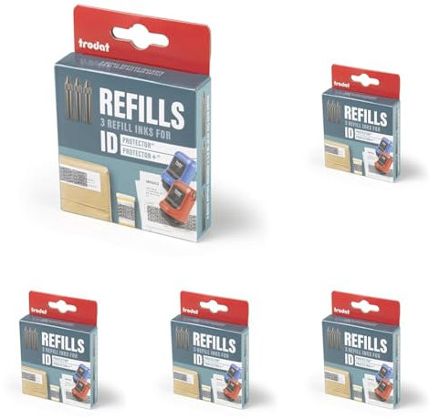 Trodat Refill Inks for ID Protector+ & ID Protector – Identity Theft Protection Roller Stamp Refill Inks – 3 Refill Ink Pack (Pack of 5)