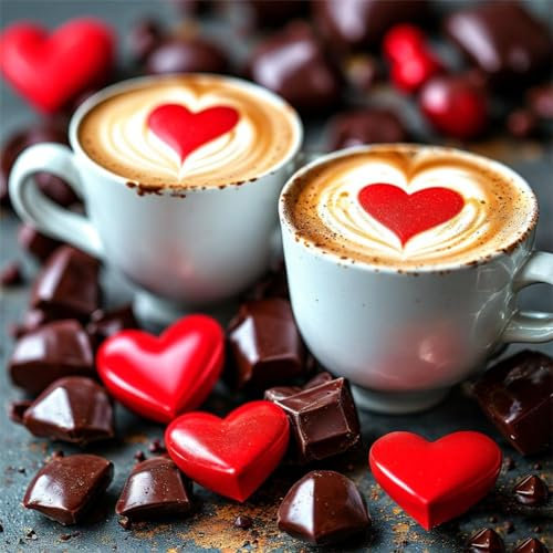 Kaffee Diamond Painting Diamant Painting Bilder Erwachsene und Kinder Malen Nach Zahlen Crystal Arts Craft Cross Stickerei 5D Diamant Painting für Wand Dekor Diamant Malerei Schokolade 30x30cm