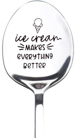 Ice Cream Lover Gifts for Women Men Dad Grandad Birthday Christmas Gifts for Daddy Grandpa Ice Cream Makes Everything Better Spoon Gifts for Friends Daughter Son Christmas Birhtday Gift