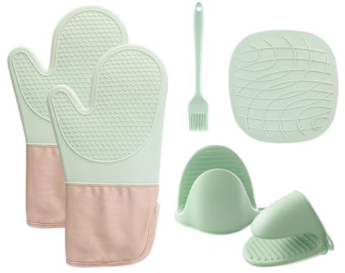 Raypontia Ensembles de maniques, Ensembles de Gants de Cuisine et de maniques | Mitaines de Cuisine pour Four,Mitaines de Four en Silicone résistantes aux Hautes températures, Mitaines de Cuisine