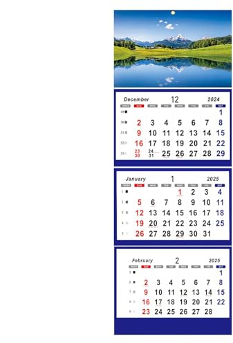 Wandkalender 2026, 3-Monatsanzeige, vertikaler Kalender, Feiertage, Blöcke, Kalender, 3-Monatskalender, 2026, großer Monatskalender, Dezember 2026 bis Febuar 2027, Monatsplaner für die tägliche