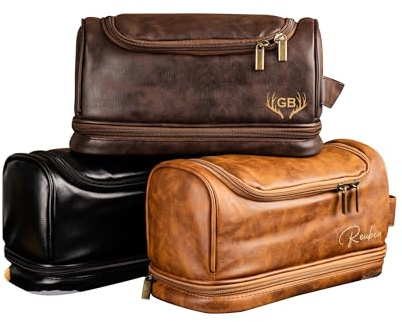 Personalisierte Kulturbeutel für Männer, personalisierte Reisetaschen mit Haken, gravierte Kulturbeutel mit Initialen, Weihnachts-, Geburtstagsgeschenke (Toiletries Bag 1)