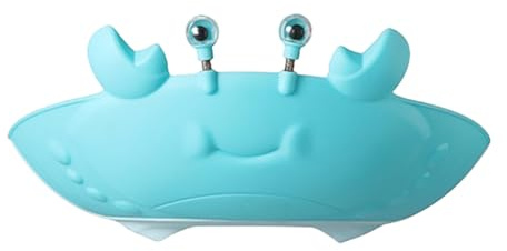 Babyhaarwaschhaube mit Cartoon Motiv, Silikon, Blau, Leicht | Kleinkinder und Babys, Schützt Ohren, Augen und Mund vor Shampoo und Wasser, Tragbar