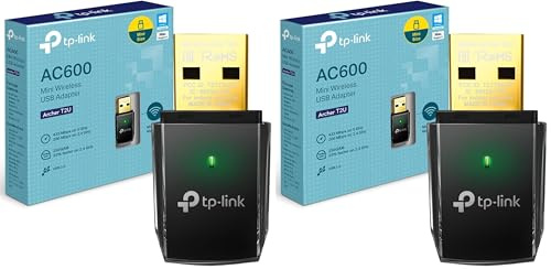 TP-Link AC600 Wireless Dual Band USB Adapter for PC, Desktop, Laptop and Tablet (Supports Windows XP/7/8/8.1/10/11, OS X (10.7–10.13), USB 2.0 (Archer T2U) (Paquete de 2)