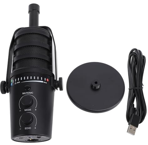 Microphone USB, enregistrement du microphone en direct avec des lumières dynamiques Dark Dynamic Gaming et Streaming micro pour le podcast d'enregistrement de studio