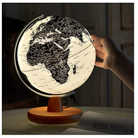 CCYENG El Globo terráqueo más práctico Globo terráqueo Iluminado Globo terráqueo con Base de Madera de 20 cm con Soporte para Sala de Estar Estudio Dormitorio Hogar Adorno de Globo geogr
