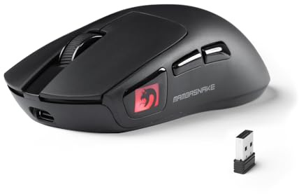 MAMBASNAKE M4 Ultralätt Trådlös Gamingmus, 53g, PAW3311-sensor, 24000 DPI, Bluetooth/2.4G/Sladd, RGB-belysning, 400mAh Batteri, 20M Klick, för Gaming/Arbete - Svarta