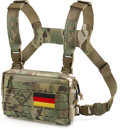 WYNEX Tactical Chest Rig Pack für Männer, Laufende Brusttasche mit Frontschlaufe Airsoft Recon Chest Rigs für Jagd Outdoor EDC Combat (Camogreen)