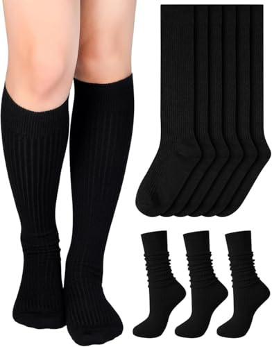 Knee High Socks for Women, Wool Thermal Warm Boot Slouch Womens Socks | Two Ways to Wear, Slouch Style, Soft&Stretchy, 55% Cotton, 25% Wool, Suitable for School and Everyday Wear, Size UK 4-7