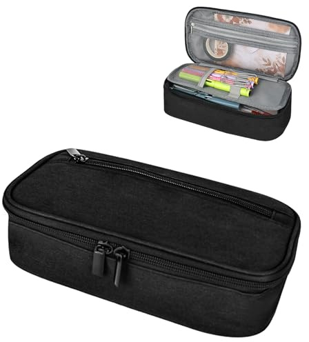elthmpr Federmäppchen Mäppchen Federtasche - Federmäppchen Groß Etui 4 Fächer, Federmappe Schwarz, Große Kapazität Pencil Case für Mädchen Jungen Teenager Schule Büro