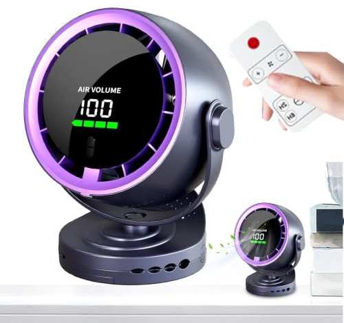 Genérico Ventilador De Escritorio Con Mando A Distancia | Ventilador De Mesa Inalámbrico Con Pantalla Digital Y Mando - Flujo de Aire Potente Compacto para Oficina Residencia Hogar Acampada