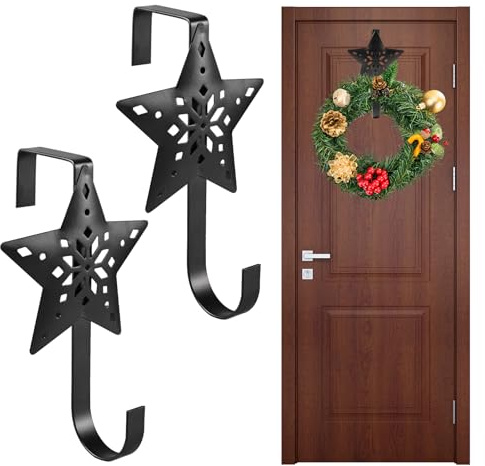 Editbar 2 Stück Kranz Aufhänger Türhaken für Weihnachten Tür,Edelstahl Türkranzhalter Außentür und Innentür,Für Girlanden und Dekorationen, Weihnachtsgebrauch, Dekorationen