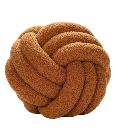 LXLAEOANG Coussin en Peluche à Boules nouées, tissé la Main, Coussin décoratif(Brown)