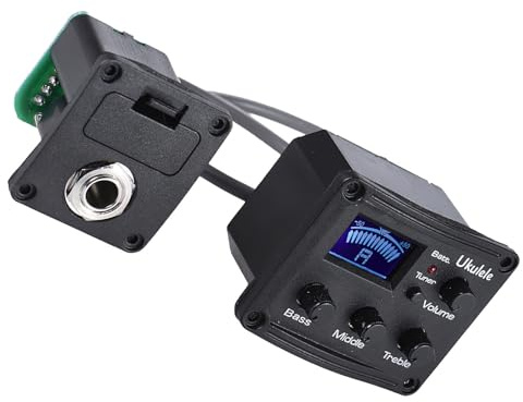 TOYANDONA Ukulele Tonabnehmer mit Piezo Wandler und 3-band Eq Equalizer Kunststoffgehäuse Digitales Stimmgerät über 200 Stunden Batterielaufzeit für Akustische Instrumente