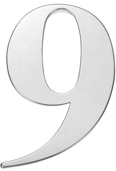 sourcing map 2 Inch House Numbers, 304 Stainless Steel Self-adhesive Mailbox Door Stickers, Outdoor Address Signs for Office Hotel Apartments, Garden (Silver 9)
