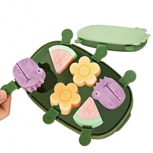 6er Set Eis am Stiel Formen Silikon BPA Frei mit Deckel und Stielen Wiederverwendbare Popsicle Maker für Selbstgemachtes Fruchtpüree DIY Wassereis Bereiter 6 Zellen Grün Zubehör