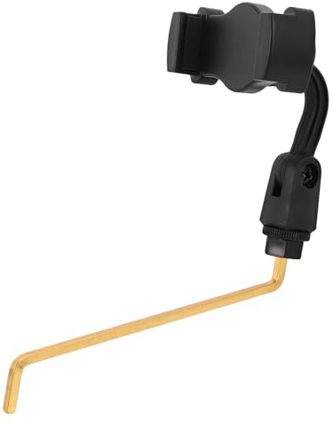 BRIGHTFUFU Saxofón y para smartphones, mango estable de ABS y acero inoxidable, soporte para teléfono con ángulos de visión ajustables, partituras en exteriores