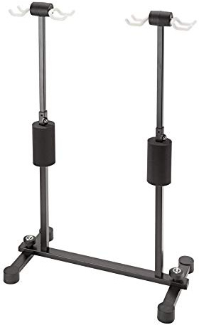 K&M 17605 4-fach Gitarrenständer Roadie mit Einhängebügel - Nitrolack geeignet - Ideal für Studio, Bühne, Band-Raum