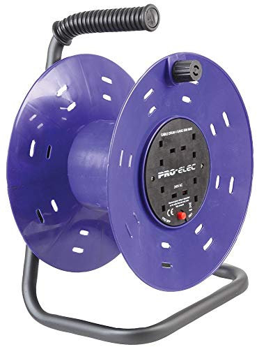 Pro Elec PEL00901 4-Gang Plastic E MPty Cable Reel Dru m, 50 m