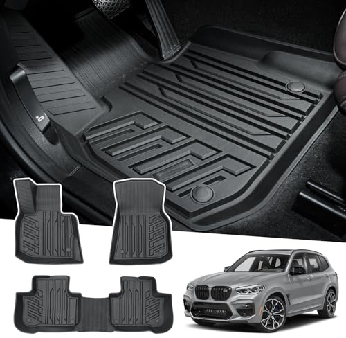 Powerty Floor Mats for 2018-2024 BMW X3 / 2019-2024 BMW X4, Custom Fit for X3 X4 Accessories, 3D TPE All Weather Car Mats Heavy-Duty Floor Liners (Fit All Models)