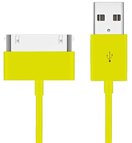 USB-Daten- und Ladekabel für Apple iPhone 4 / 4S / 3G / 3GS / Apple iPad 1. / 2. / 3. / iPod 5. Generation / Classic Nano 1. / 2. / 3. / 4. / 5. / 6. Generation, extra lang, Gelb, 3 Stück