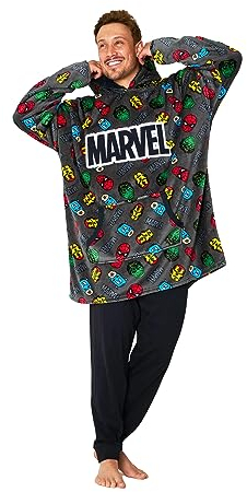 Marvel Sudadera Oversize Hombre - Sudaderas Polares Hombre (Gris AOP)