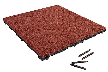 Vivol Fallschutzmatten mit Stecksystem - 50x50cm TÜV Geprüfte Qualitäts Bodenschutzmatte für Spielplatz, Kita, Schule - Unterlegmatte für Fitness und Crossfit - Zuschneidbar (45mm, Rot)