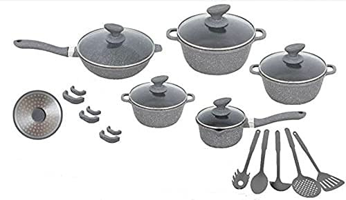 Batteria di pentole in pietra lavica Dg Bavaria 21 pezzi colore Grigio