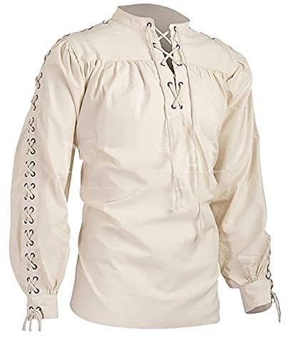 Ni_ka Lin Chemise Homme Grande Taille Blouse Gothiques Chemises Halloween Haut Gothique NoëL Beige Noir S-5xl