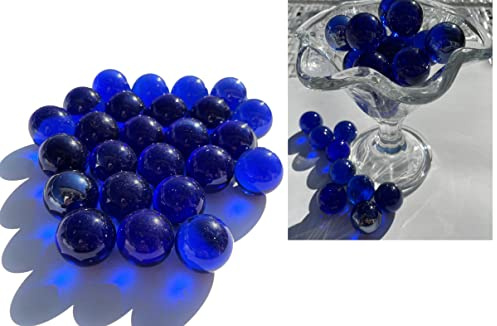 FAIRY TAIL & GLITZER FEE 25 Große Glaskugeln Durchsichtig Blau 27mm 500g Murmeln Murmel Dekokugeln Glas Kugel