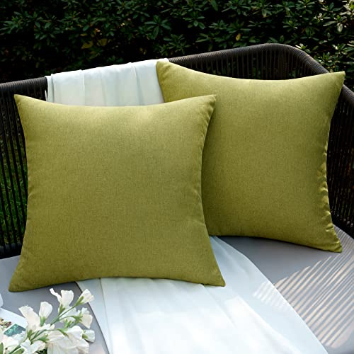 EMEMA Wetterfest Kissenbezug 45x45 Outdoor Wasserdicht Gras-Grün | Wasserfest Sofakissen Dekokissen Kissenbezüge Dekorativ Kissen Kissenhülle aus Polyster für Garten Sofa Wohnzimmer 2er Set