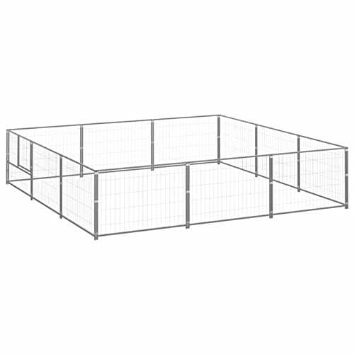 Susany Kleintierstall Freilaufgehege Hühnerhaus Freigehege Geflügelstall Voliere Tierlaufstall Hühnerkäfig,Silbern 9 m² Stahl