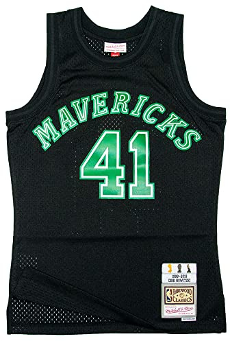 Mitchell & Ness NBA Dallas Mavericks Dirk Nowitzki Black Team Color Swingman Trikot Herren schwarz/grün, S