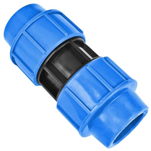 MegaHaustechnik Kupplung, 25 x 25mm, PP-Fitting Klemmverbinder | Trinkwasser geeignet, Druck 16 Bar, für PE-Rohr-Außendurchmesser 25mm, Doppelmuffe, blau