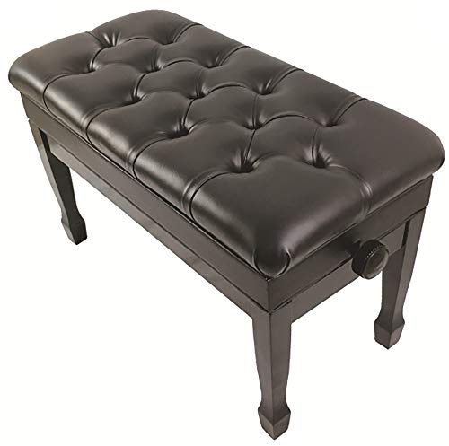 DRSM Klavierhocker Tastatur Sitzbank Doppelmassivholz-Piano Hocker mit Bücherregal Klavierhocker gro?e Taste FL?Che verstellbar Klavierhocker Gitarrentrommel Orgel (Schwarz 86x39x48cm)