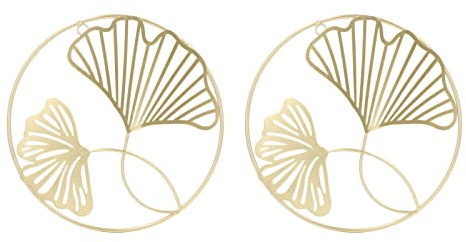 2 Stück Gold Wanddeko Skulptur, 26cm 3D Stereo Ginkgo Blätter Wand Dekoration Metall Minimalistisches Modernes Deko Wandkunst Wandbehang für Schlafzimmer, Wohnzimmer