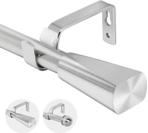 Eson Casa Vorhangstange ausziehbar 70-120cm, Dia 16/19mm Verstellbare Metall-Gardinenstange mit trapezförmigen Endstücken für Ösenvorhänge, Elegante Modern Dekorative Fensterstange, Nickel gebürstet.