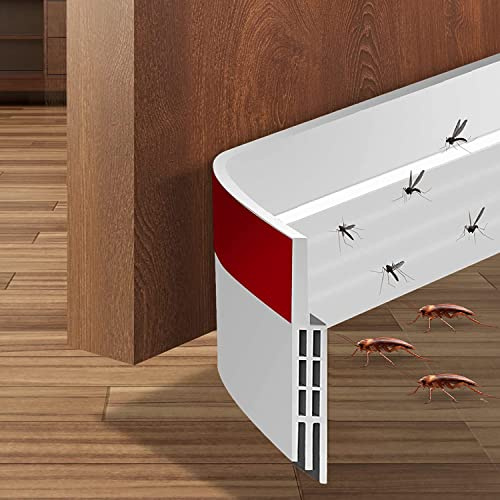 flintronic Tür Dichtung, NEU Premium Türdichtung Selbstklebend, Türdichtung Zugluftstopper für Türen, Türdichtung Unten, Dichtungsband für Türen, Tür Zugluftstopper für Schallschutz, Kälteschutz(Weiß)