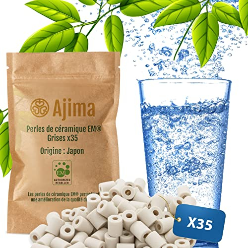 Ajima 35 Perles de Céramique EM Grises – Filtre à Eau Naturel Anti-Calcaire pour Carafe, Bouilloire, Gourde, Lave-Linge – Purification et Adoucissement de l’Eau