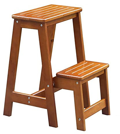 Escabeau Pliant télescopique Portable Pliable Tout Chaise d'escalier en Bois Massif Chaise d'échelle multifonctionnelle Tabouret à Double Usage échelle en Bois (Marron)