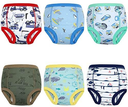MOEMOE BABY Pantaloni per l'addestramento al vasino, 6 Pezzi Mutande per l'addestramento al vasino Ragazzi Ragazze Pantaloni per l'addestramento al vasino Bambini, Blu, 6 Anni