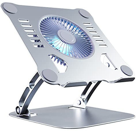 SHUWEI Laptop Cooling Stand with 3 Speed Fan, fits 10-15” Notebook, Silver